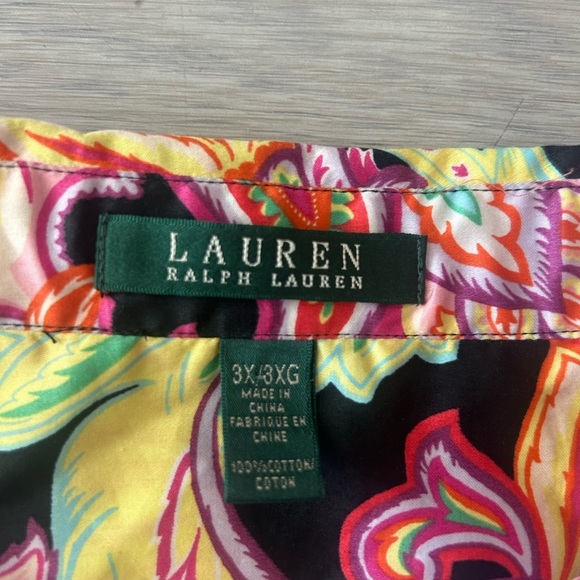 Lauren Ralph Lauren Paisley Floral Colorful Button Down Shirt Size 3X - Picture 2 of 4